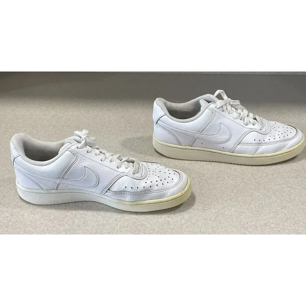 Nike Court Vision Low Top Sneakers Triple White Women’s Size 9 Sporty Gym Shoes